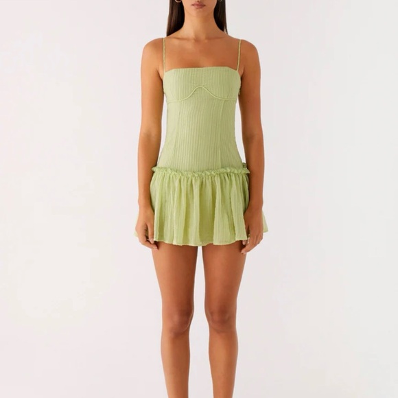Bambini Green Spaghetti Strap mini Dress - Picture 2 of 11